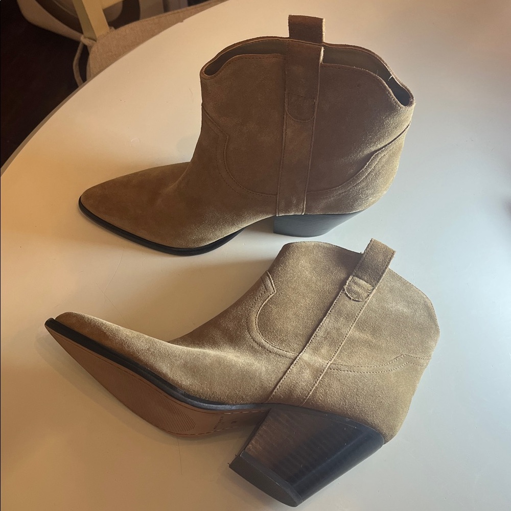 Tan Suede Ankle Boots Marlie Western Bootie
